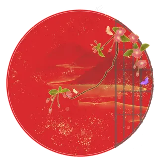 中国风水墨山水花鸟图,免抠元素