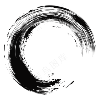 中国风圆形大气毛笔刷笔触