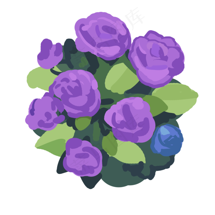 紫色鲜花手捧花插画