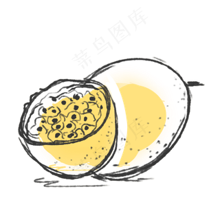 线条简笔画黄金百香果矢量