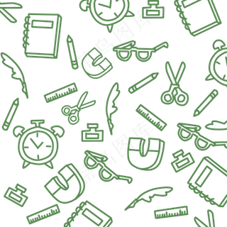 绿色学习用品底纹,免抠元素