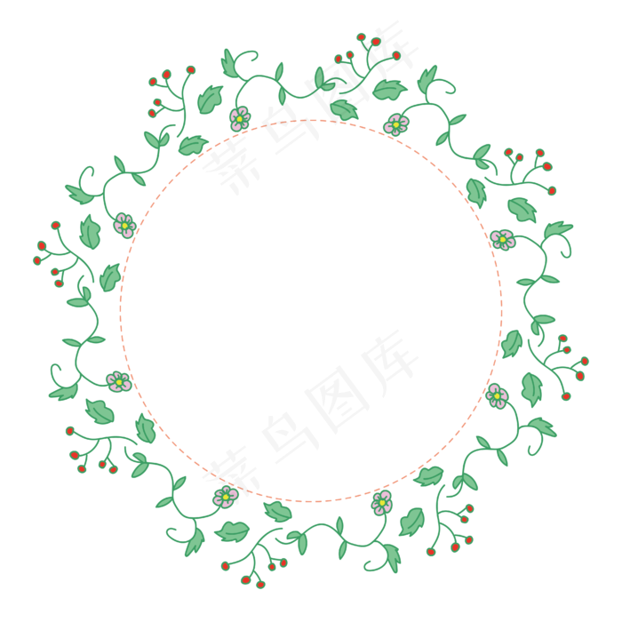 绿叶花朵环形边框装饰