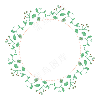 绿叶花朵环形边框装饰