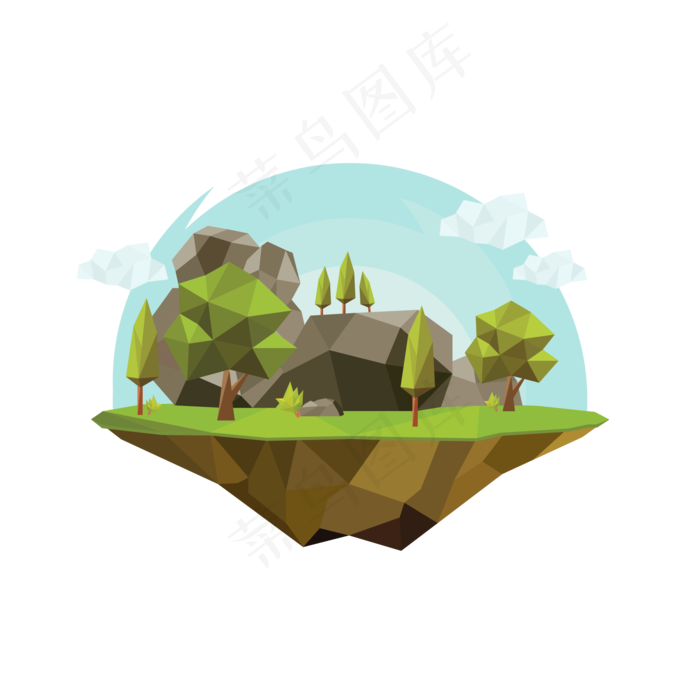 lowpoly森林矢量图片,免抠元素