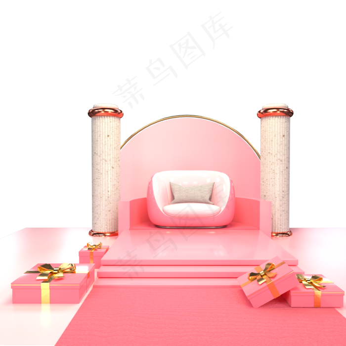 女王节粉色立体场景,免抠元素(2000X2000(DPI:72))psd模版下载