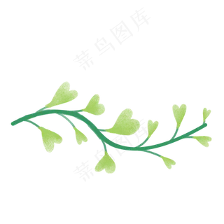 绿色扁平通用心形枝条装饰图案