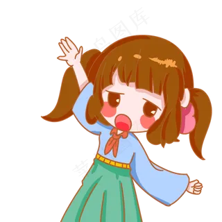 儿童节可爱的女孩手绘