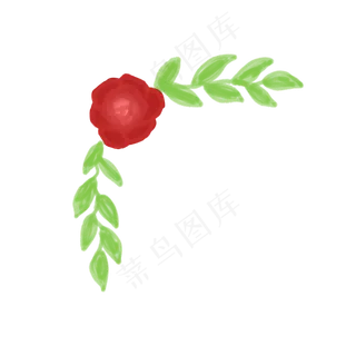 蔷薇花叶子边框装饰PNG