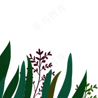 春天里的水彩绿色叶子免抠图