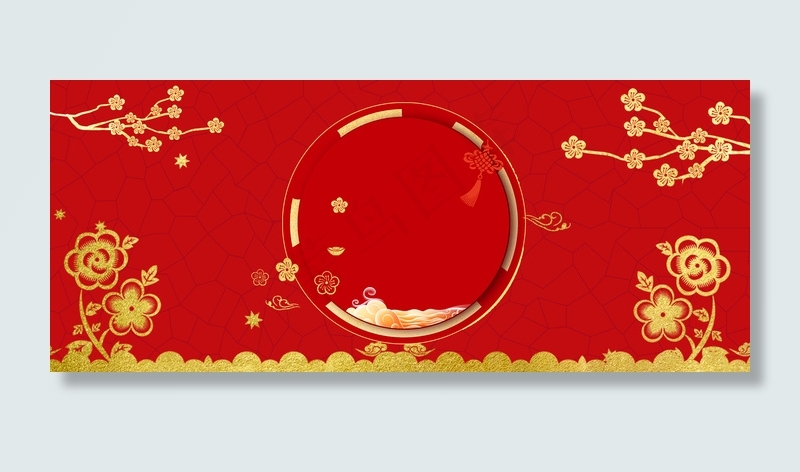 喜庆2019新年红色烫金中国风猪年背景