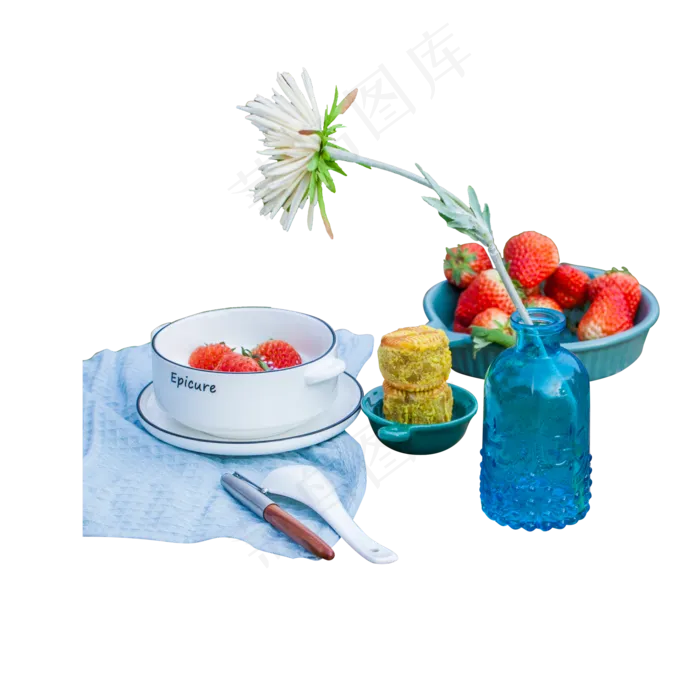 彩色草莓食物花朵元素(2000X2000(DPI:300))psd模版下载