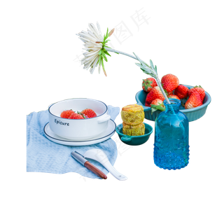 彩色草莓食物花朵元素