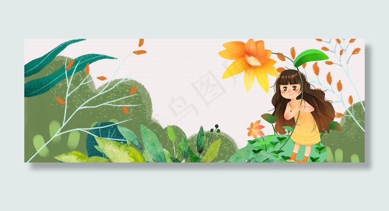 春天里的小女孩电商淘宝背景背景图片素材