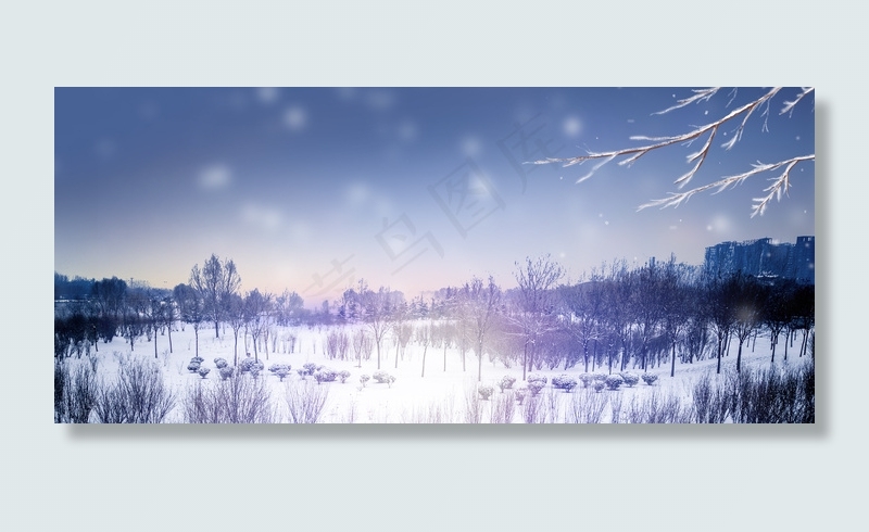 唯美冬季雪景banner背景