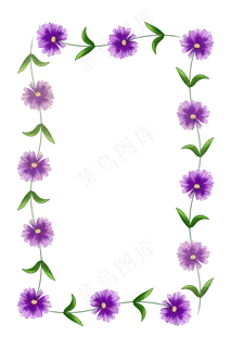 紫色花瓣藤蔓手绘边框