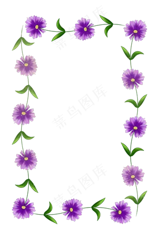 紫色花瓣藤蔓手绘边框