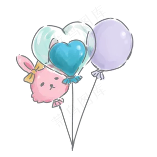 可爱粉嫩卡通兔子节日爱心气球