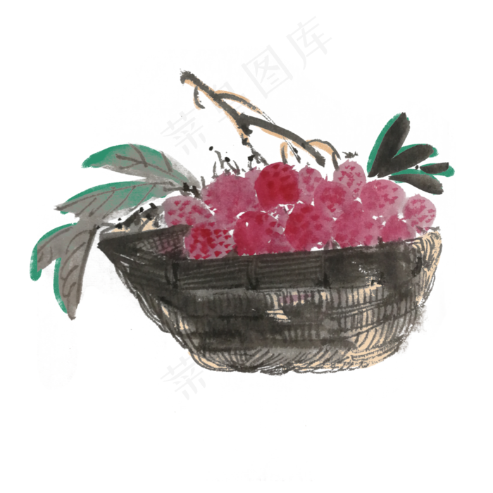 新鲜水果荔枝手绘插画