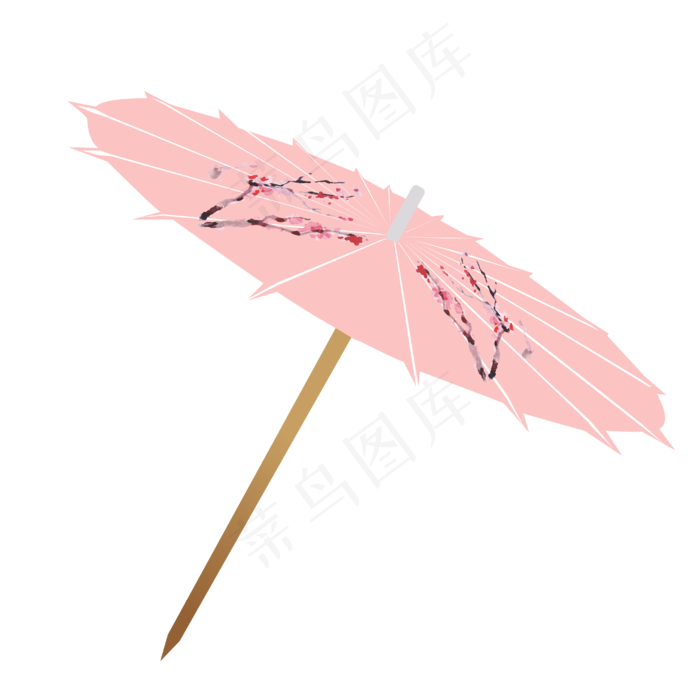 矢量卡通粉色油纸伞,免抠元素