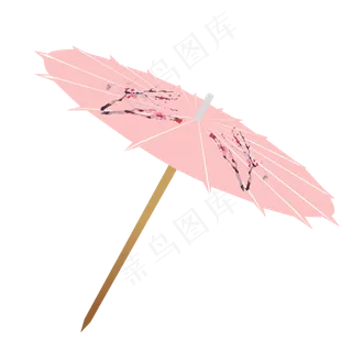 矢量卡通粉色油纸伞,免抠元素