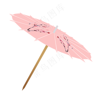 矢量卡通粉色油纸伞,免抠元素