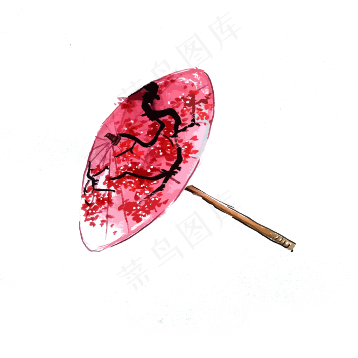 红伞油纸伞梅花古典中国风PNG,免抠元素(2000X2000(DPI:200))psd模版下载