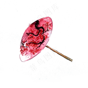 红伞油纸伞梅花古典中国风PNG,免抠元素