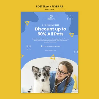 所有宠物兽医海报模板的折扣