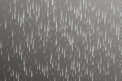 透明背景上的雨、风暴和白云。