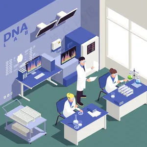 具有科学和研究符号说明的基因工程等距背景