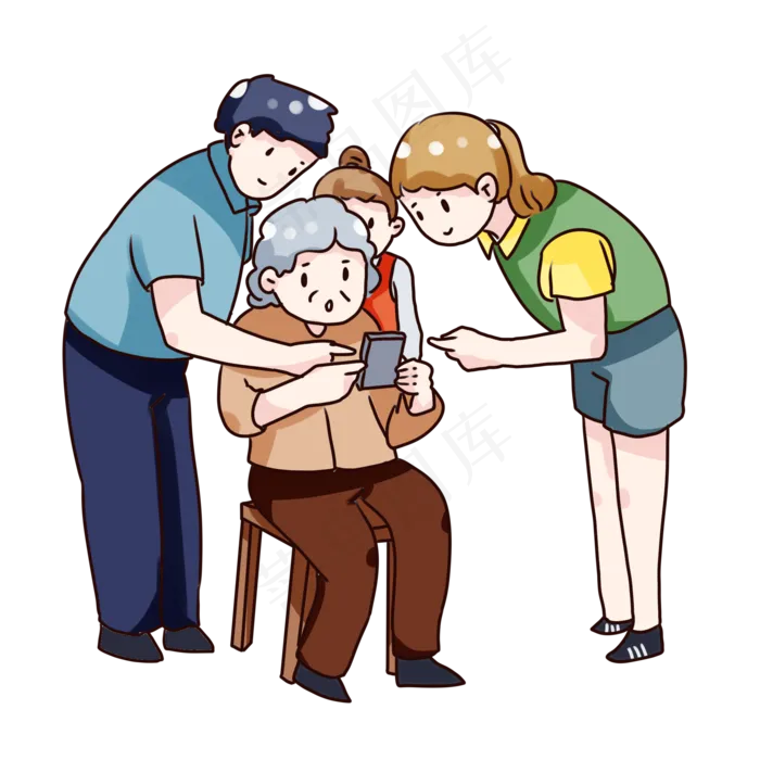手绘卡通重阳节回家探望老人(2000X2000(DPI:300))psd模版下载