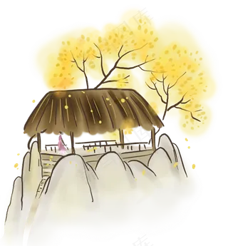 秋天登山的少女