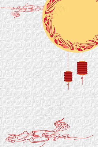 矢量简约扁平月圆中秋