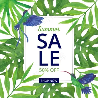 水彩画夏季销售概念