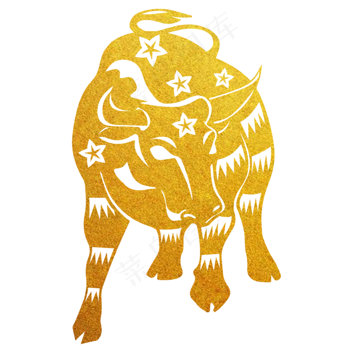 牛年烫金剪纸牛装饰图案(2000X2000(DPI:300))ai矢量模版下载