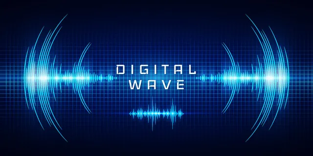 声波振荡辉光，数字波，抽象技术背景。