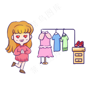 双十一女孩买衣服png素材场景