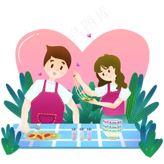 七夕情人节做饭男女 