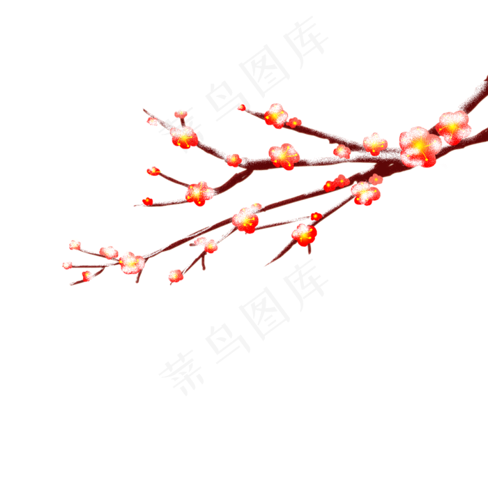 手绘冬天雪中梅花