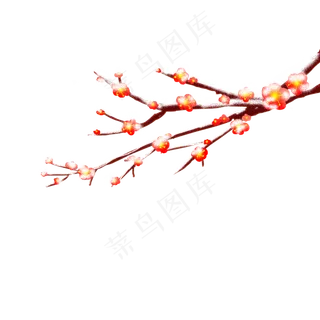 手绘冬天雪中梅花