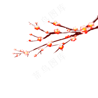 手绘冬天雪中梅花