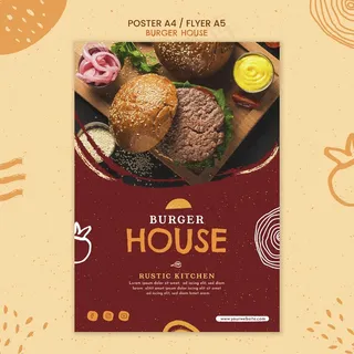 汉堡店海报模板