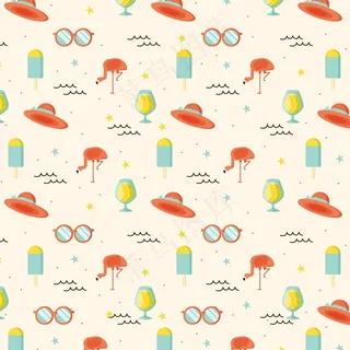 太阳镜和帽子的夏季图案