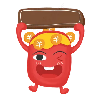 手绘双十一新年可爱红包金币素材