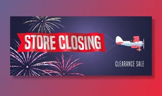 复古飞机，商店关门横幅banner