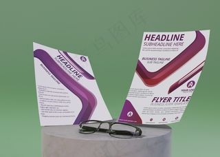 宣传单,DM传单和眼镜的企业标识模板