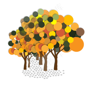 简约创意剪纸风秋天树林可商用元