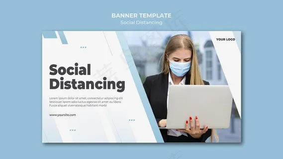 带照片的社交距离横幅banner