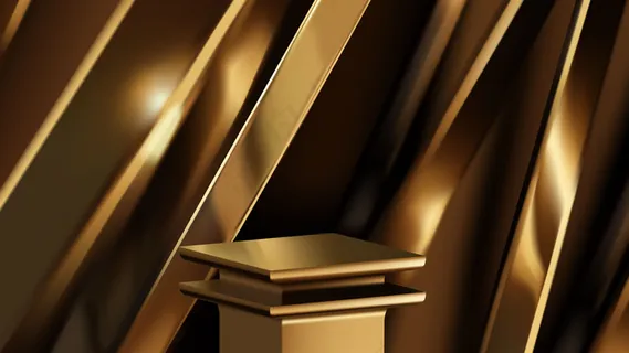 金色豪华空台或讲台场景模板