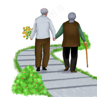 重阳节老人牵手